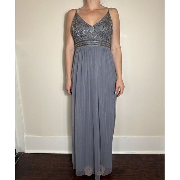 Gorgeous BHLDN Purple Vilette Beaded and Chiffon Gown Size 6 - Picture 2 of 5